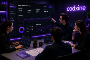 Codxine team analyzing digital growth analytics and business performance